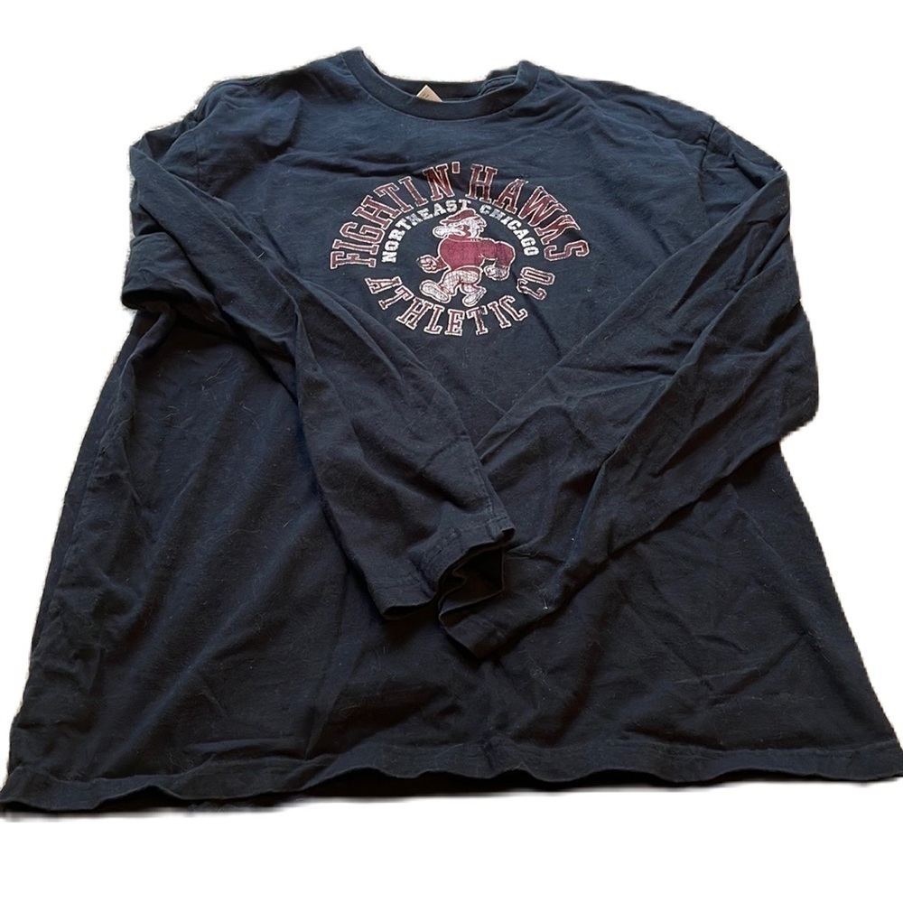 Xl Old Navy black long sleeve t-shirt with “fighting hawks athletic” logo